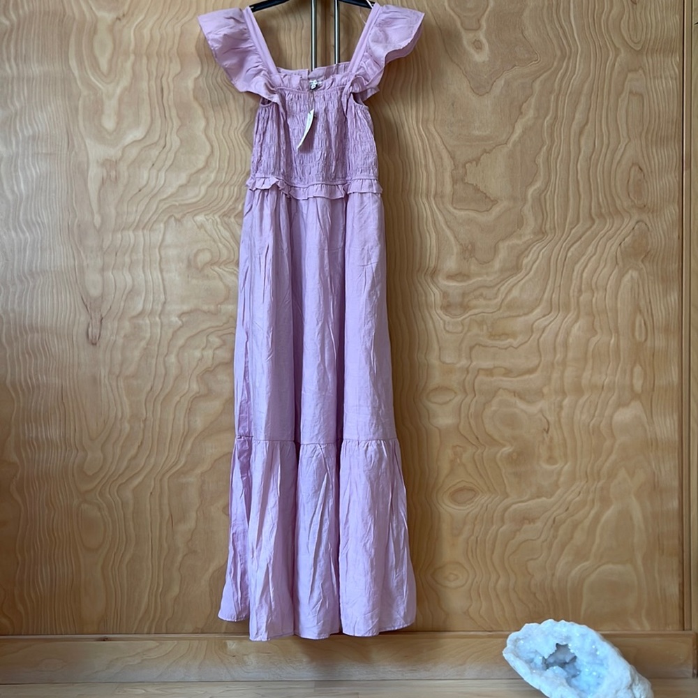 Moon River Anthropologie Lavender MIDI Sleeveless Frill  Long Feminine Dress